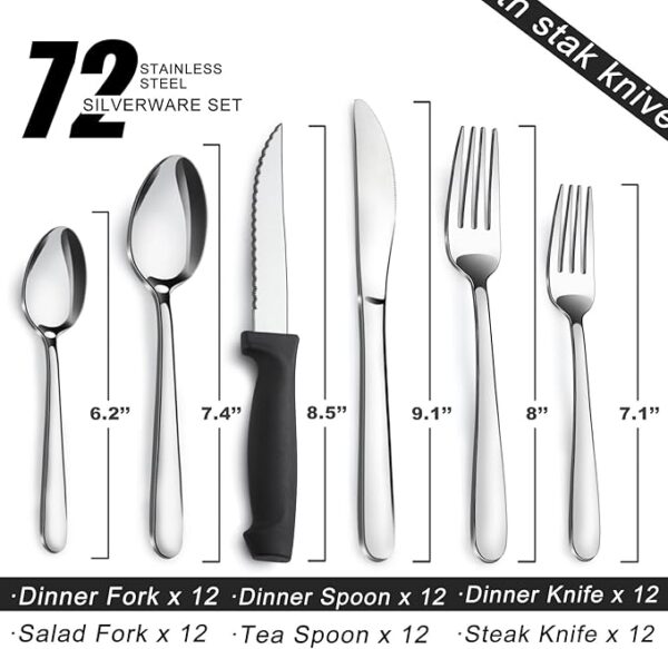 Pleafind 72 Pieces Silverware Sets