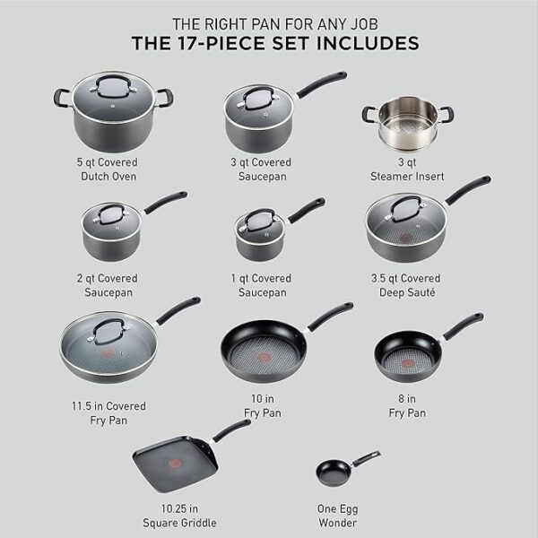 T-fal Ultimate Hard Anodized Nonstick Cookware Set 17 Piece