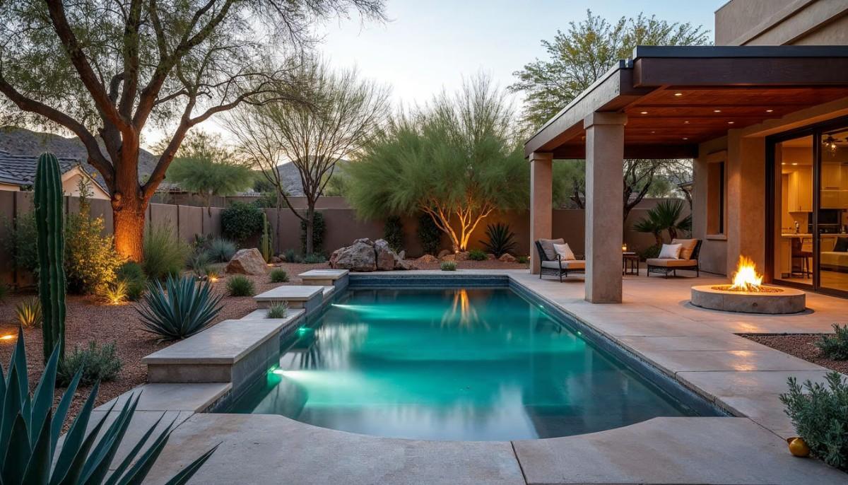 beautiful small inground pool in an Arizona backyard