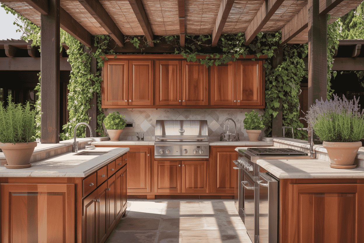 Cherry Wood Cabinets Outdoors