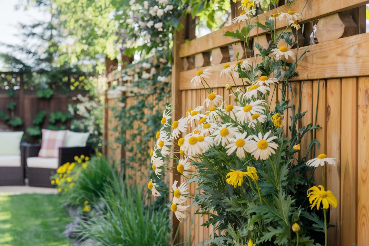 Yellow Daisy Flower Privacy Fence